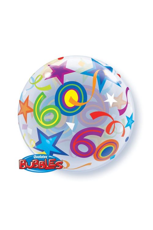 Ballon Bubble étoiles 60 56 Cm 22 Qualatex© - Multicolores - Diamètre: 22 / 56 cm