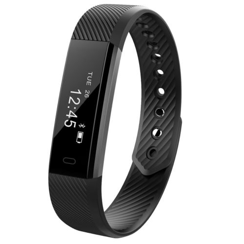 K115 Bluetooth Bracelet Smart band Counter Activity Tracker For iPhone Samsung noir