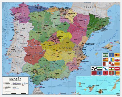 Mini affiche carte de l'Espagne