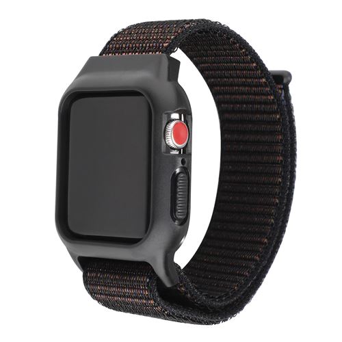 Bracelet en nylon avec coque de protection pour Apple Watch Series 6/ SE/ 5/ 4 40mm - Noir&Rouge#1