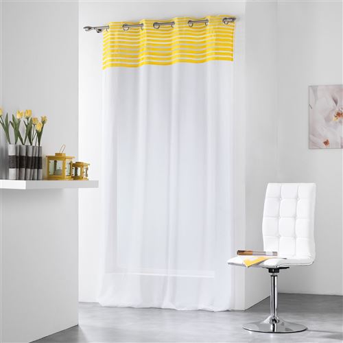 Panneau a oeillets 140 x 240 cm voile rayures sally Jaune