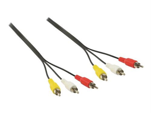 Nedis - Câble vidéo/audio - vidéo / audio composite - phono RCA x 3 mâle pour phono RCA x 3 mâle - 1.5 m - noir - rond
