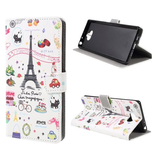 Etui en PU impression de motifs tour Eiffel pour votre Sony Xperia XA3