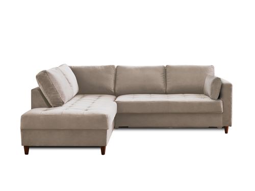 Anna - canap&eacute; d'angle gauche - 5 places - convertible - en velours - Beige