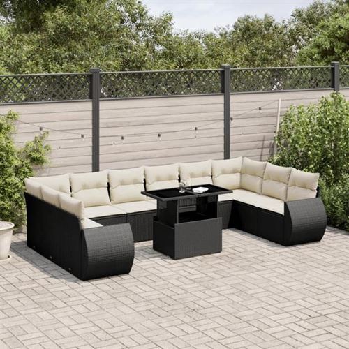 VIDAXL - Salon de jardin - 11 pièces - Noir - Image 2