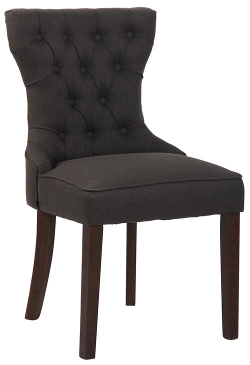 Chaise de salle à manger Franca en tissu avec pieds en bois de caoutchouc , Gris foncé/Antique