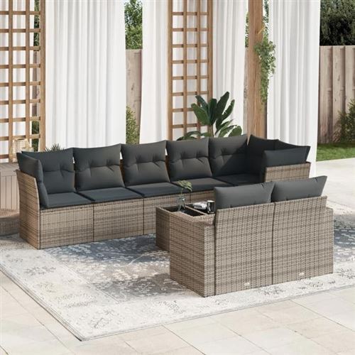 Non Communiqué Gris Salon De Jardin Modulable Vidaxl Rotin 8 Personnes 65.5 X 62 X 37 Cm 9 Pieces