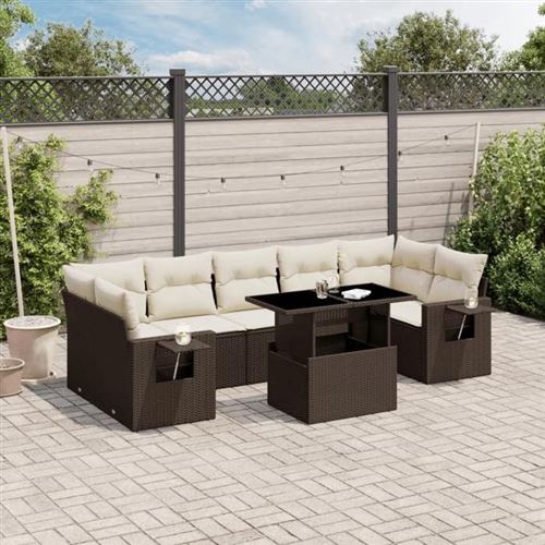 Non Communiqué Marron Salon De Jardin Modulable Generique Resine Tressee 8 Pieces 62 X 62 X 69 Cm 2 Personnes