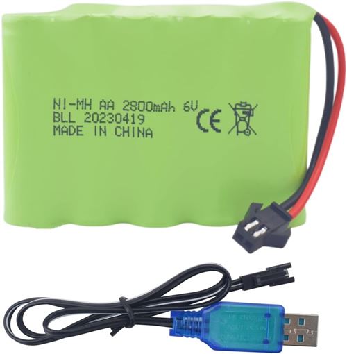 Batterie Rechargeable 4.8V 2400mAh Ni-MH AA pour Bateau RC et Bus HY800 F1 F3 Connecteur SM 2P