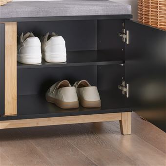 Banc Rangement Chaussures SoBuy Avec Siège - Meuble Entrée 90x34x47cm Blanc/Gris/Noir - FSR117