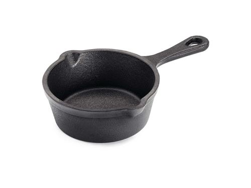 Po&ecirc;le en fonte &Oslash; 10 cm avec becs verseurs Napol&eacute;on pour barbecue