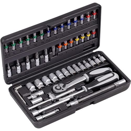 Non Communiqué Rouge Coffret À Clés + Douilles 52 Pièces