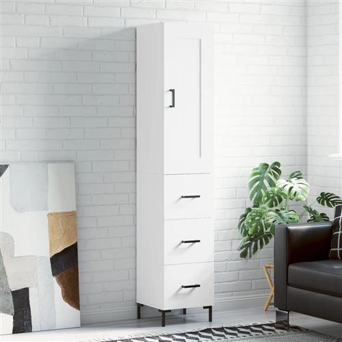 Non Communiqué Blanc Vidaxl Buffet Haut, Armoire De Rangement Avec Pieds, Meuble De Rangement, Organisateur Salon Salle De Séjour, Moderne, Bois D'ingénierie