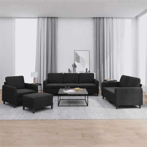 Non Communiqué Noir Ensemble De Canapés 4 Pcs Velours