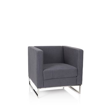 Fauteuil de lounge BARBADOS Structure en acier inoxydable tissu 1 place gris foncé - 1