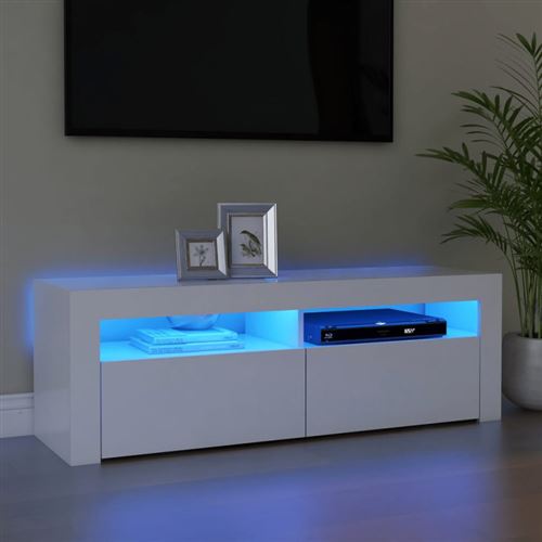 vidaXL Meuble TV avec lumières LED Blanc 120x35x40 cm