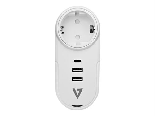 V7 PWUSBCEU 1 Out Travel Surge - Overspanningsbeveiliger - uitgangen: 1 - Europa - wit