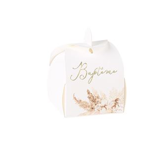 10 boîtes carton baptême pampa fleur coton 5x7cm - artifetes 93550 - 1