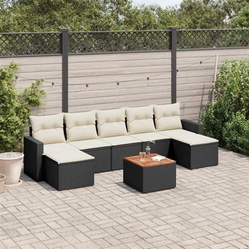 Salon de jardin modulable GENERIQUE resine tressee 8 pieces 7 personnes 62 x 55 x 69 cm noir