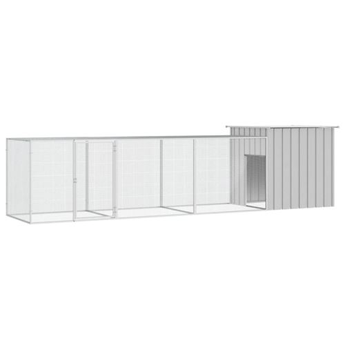 vidaXL Cage pour poules Gris 400x91x100 cm Acier galvanisé