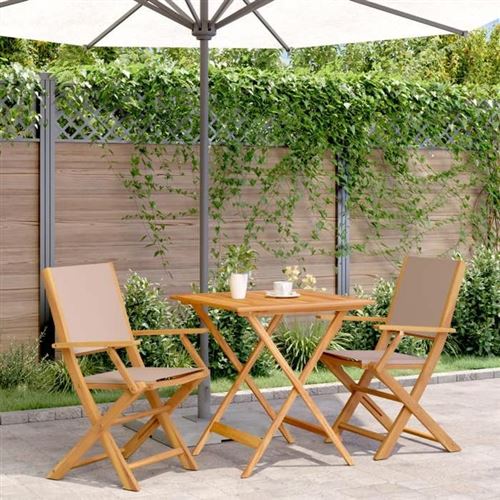 Non Communiqué Multicolore Vidaxl Ensemble De Bistro 3 Pcs Taupe Tissu Et Bois Massif, Ensemble De Bistro De Jardin, Ensemble De Balcon, Ensemble De 3281882