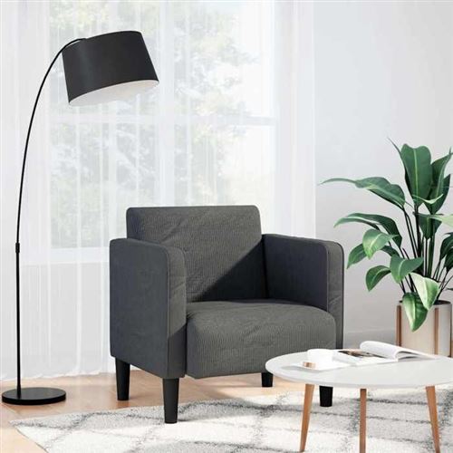 vidaXL Fauteuil met armleuningen cm corduroy tissu gris foncé