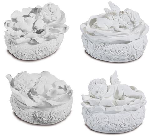 objet de décoration - IMPEXIT - Ensemble de 4 boites a Pilule Ange en résine 7,5/7/9 cm