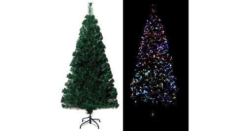 Sapin de noël artificiel avec support vert 120 cm fibre optique