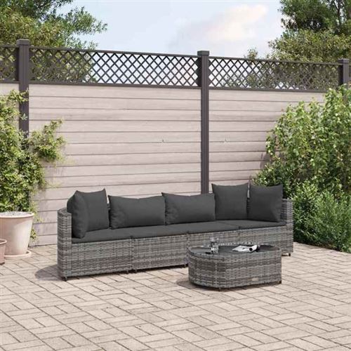 Non Communiqué Gris Salon De Jardin Modulable Generique 2 Personnes Resine Tressee 63 X 63 X 57 Cm 5 Pieces