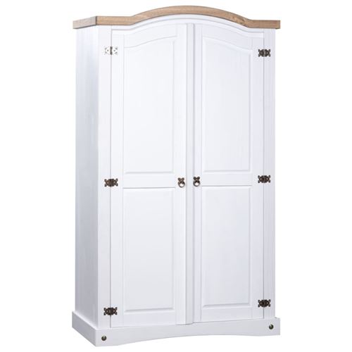 vidaXL Garde-robe Pin mexicain Gamme Corona 2 portes Blanc