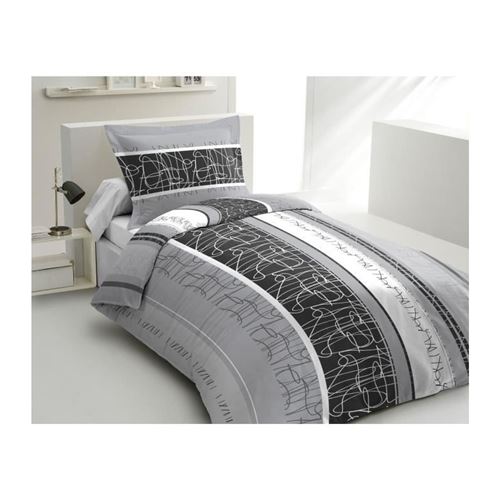 lovely home parure de couette coton confussus gris 140x200cm
