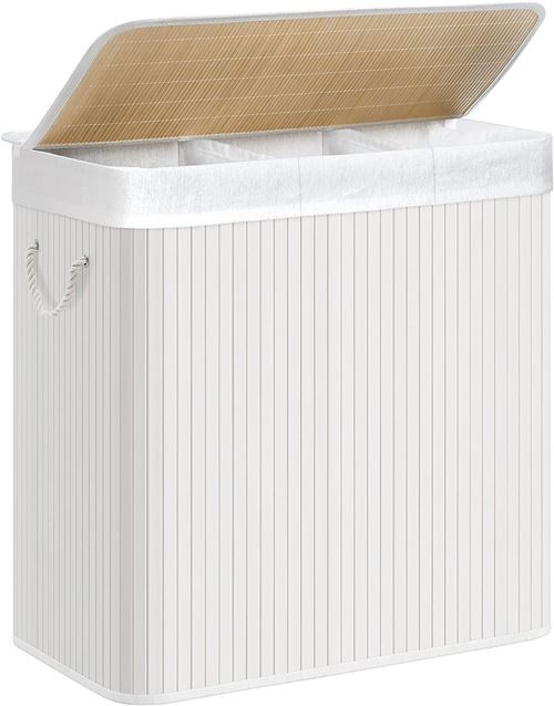 GENERIQUE - Panier à linge - 3 compartiments - avec couvercle et poignées - 150L - Image 3
