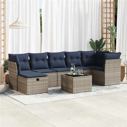 Non Communiqué Gris Vidaxl Salon De Jardin 8 Pcs Avec Coussins Résine Tressée 3325317