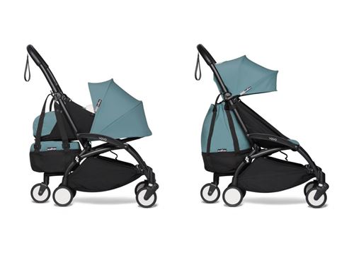 Babyzen - Poussette YOYO2 cadre noir pack 0+ 6+ et YOYO+ bag bleu aqua