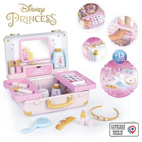 Smoby Disney Princesse - Valise Beauté - Facile À Transporter - 13 Accessoires Inclus : Coiffure, Onglerie, Maquillage - Image 3