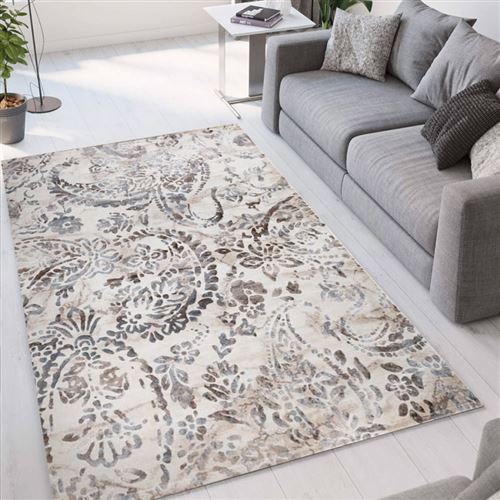 Tapis design floral marron Double à poils courts moderne MAR002, Taille: 60 x 110