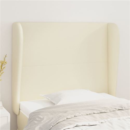 vidaXL Tête de lit avec oreilles Crème 103x23x118/128 cm Similicuir