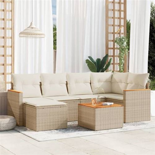 Non Communiqué Beige Salon De Jardin Modulable Vidaxl Rotin 7 Pieces X 61.5 X 69