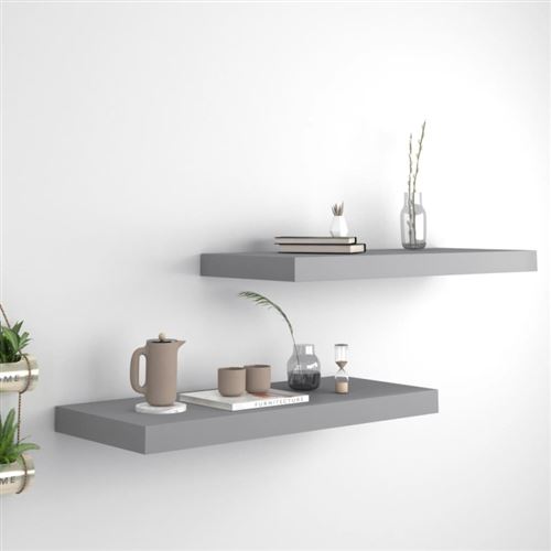 vidaXL Étagères murales flottantes 2 pcs Gris 60x23,5x3,8 cm MDF