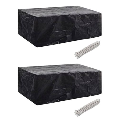 Vidaxl Noir Housses De Salon De Jardin 2 Pcs - Image 3