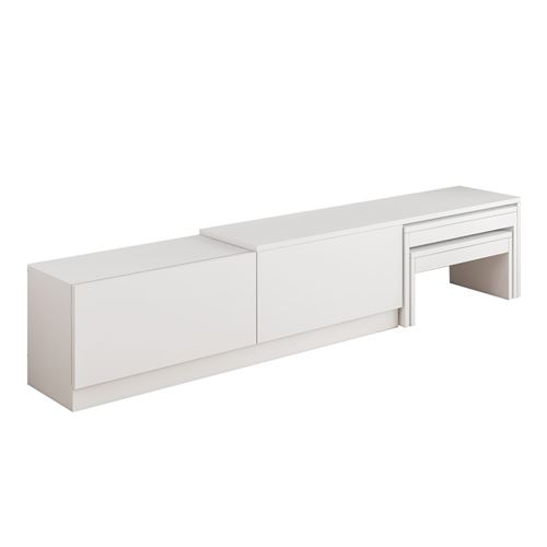 HANAH HOME Meuble TV en bois ""Nest"" - 180 x 30 x 36 cm - Blanc