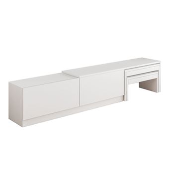 Meuble TV en bois "Nest" - 180 x 30 x 36 cm - Blanc - 1