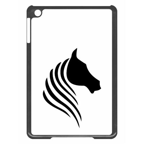 Coque tablette My-Kase pour iPad mini 2 - cheval fond blanc - Plastique Noir