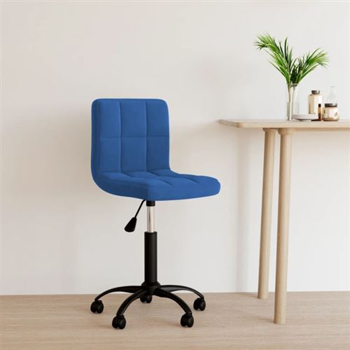 Vidaxl Bleu Chaise Pivotante De Bureau - Velours - Image 3