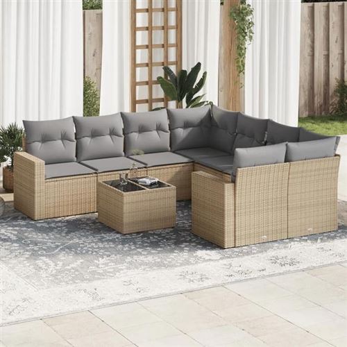 Non Communiqué Beige Salon De Jardin Modulable Vidaxl Resine Tressee 9 Pieces 62 X 65.5 X 69 Cm 8 Personnes