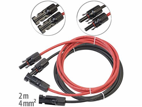 Revolt : 2 câbles de rallonge 4 mm² avec connecteur compatible MC4 – 2 m