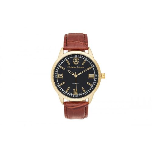 Montre Homme CXL à Quartz Cadran Noir 42,5 mm Et Bracelet Marron En PU CXLS18002