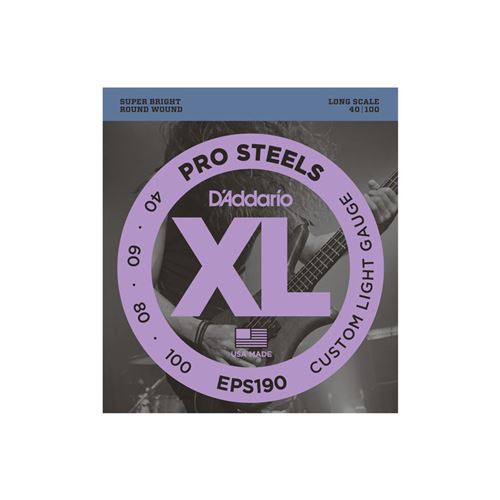 Daddario D'addario Eps190 Custom Light 40-100 - Jeu De Cordes Basse Électrique 4 Cordes