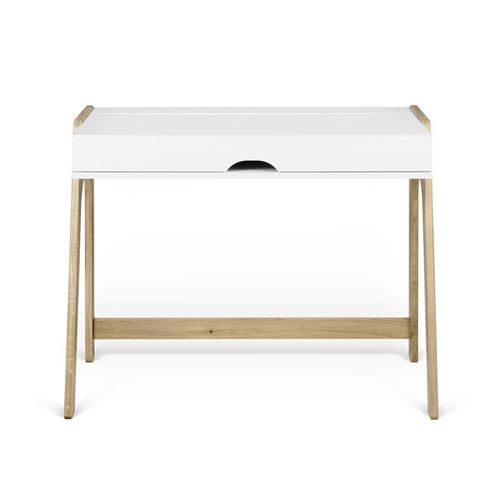 Paris prix - temahome - bureau 'aura' 97cm blanc mat & chêne