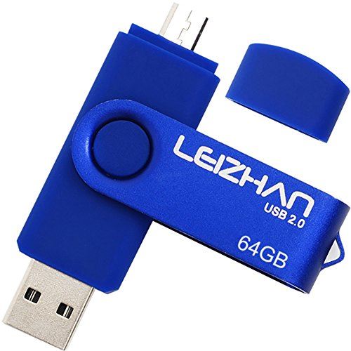 LEIZHAN Clé USB 64G OTG (on The Go) Dual Port (USB 2.0 Micro USB) 2.0 Memory Stick Stockage Externe Pendrive Android Smartphone Tabl